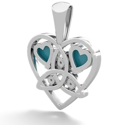 Turquoise Celtic Trinity Heart 14K White Gold pendant P5331