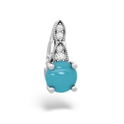 Turquoise Antique Elegance 14K White Gold pendant P3100