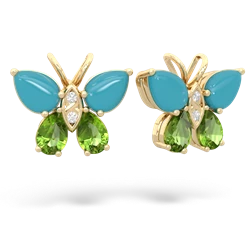 Turquoise Butterfly 14K Yellow Gold earrings E2215