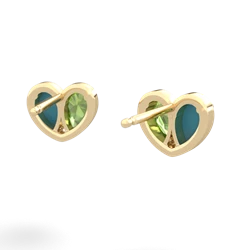 Turquoise 'Our Heart' 14K Yellow Gold earrings E5072