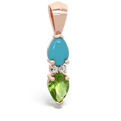 Turquoise Bowtie Drop 14K Rose Gold pendant P0865