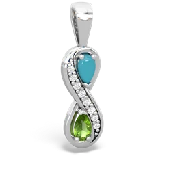 Turquoise Diamond Infinity 14K White Gold pendant P5390