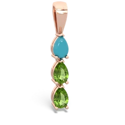 Turquoise Dew Drops 14K Rose Gold pendant P2251