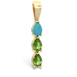 Turquoise Dew Drops 14K Yellow Gold pendant P2251