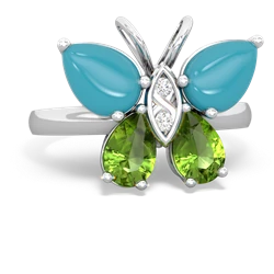 Turquoise Butterfly 14K White Gold ring R2215