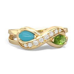 Turquoise Diamond Infinity 14K Yellow Gold ring R5390