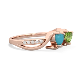 Turquoise Side By Side 14K Rose Gold ring R3090