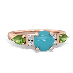 Turquoise 6Mm Round Eternal Embrace Engagement 14K Rose Gold ring R2005