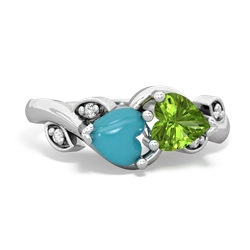 Turquoise Floral Elegance 14K White Gold ring R5790