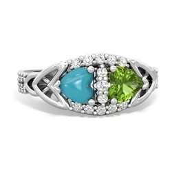 Turquoise Sparkling Celtic Knot 14K White Gold ring R2645