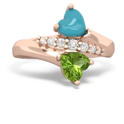 Turquoise Heart To Heart 14K Rose Gold ring R2064