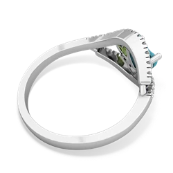 Turquoise Mother And Child 14K White Gold ring R3010