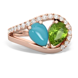 Turquoise Nestled Heart Keepsake 14K Rose Gold ring R5650