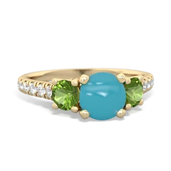 Turquoise Pave Trellis 14K Yellow Gold ring R5500