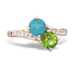 Turquoise Channel Set Two Stone 14K Rose Gold ring R5303