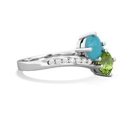 Turquoise Channel Set Two Stone 14K White Gold ring R5303