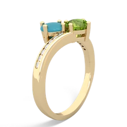 Turquoise Channel Set Two Stone 14K Yellow Gold ring R5303