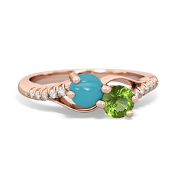 Turquoise Infinity Pave Two Stone 14K Rose Gold ring R5285