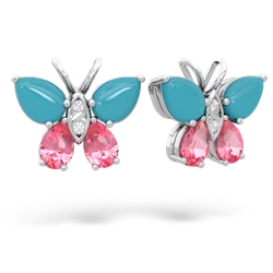 Turquoise Butterfly 14K White Gold earrings E2215