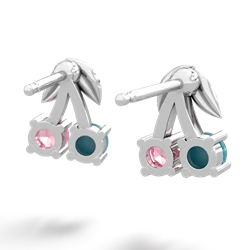 Turquoise Sweet Cherries 14K White Gold earrings E7001