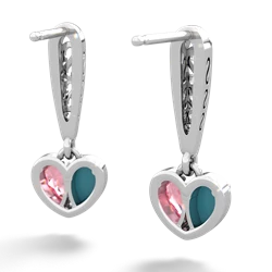 Turquoise Filligree Heart 14K White Gold earrings E5070