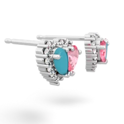 Turquoise Halo 14K White Gold earrings E7008