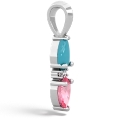 Turquoise Bowtie Drop 14K White Gold pendant P0865