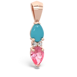 Turquoise Bowtie Drop 14K Rose Gold pendant P0865
