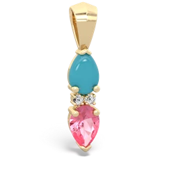 Turquoise Bowtie Drop 14K Yellow Gold pendant P0865
