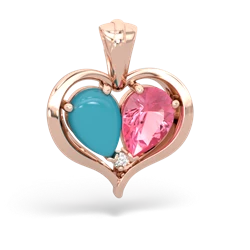 Turquoise Two Become One 14K Rose Gold pendant P5330