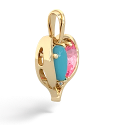 Turquoise Two Become One 14K Yellow Gold pendant P5330