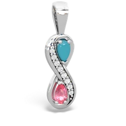 Turquoise Diamond Infinity 14K White Gold pendant P5390