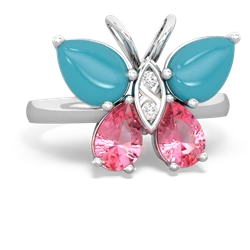 Turquoise Butterfly 14K White Gold ring R2215