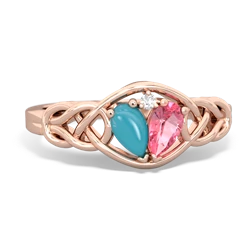 Turquoise Celtic Love Knot 14K Rose Gold ring R5420