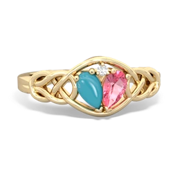 Turquoise Celtic Love Knot 14K Yellow Gold ring R5420