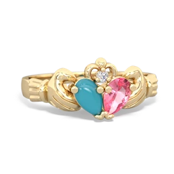 Turquoise 'Our Heart' Claddagh 14K Yellow Gold ring R2388