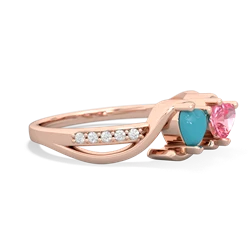 Turquoise Side By Side 14K Rose Gold ring R3090