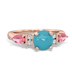 Turquoise 6Mm Round Eternal Embrace Engagement 14K Rose Gold ring R2005