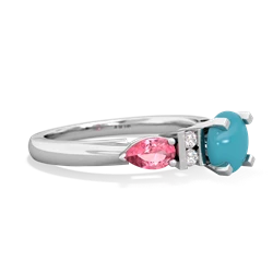 Turquoise 6Mm Round Eternal Embrace Engagement 14K White Gold ring R2005