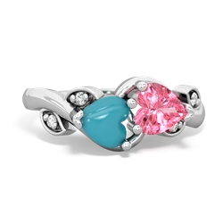 Turquoise Floral Elegance 14K White Gold ring R5790