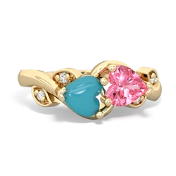 Turquoise Floral Elegance 14K Yellow Gold ring R5790