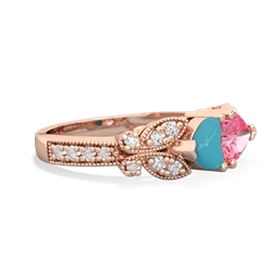 Turquoise Diamond Butterflies 14K Rose Gold ring R5601