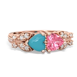 Turquoise Diamond Butterflies 14K Rose Gold ring R5601