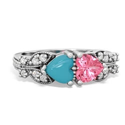 Turquoise Diamond Butterflies 14K White Gold ring R5601