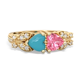 Turquoise Diamond Butterflies 14K Yellow Gold ring R5601