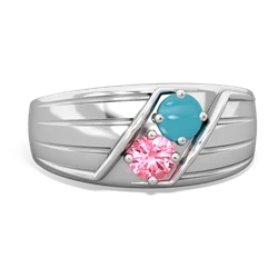 Turquoise Men's Streamline 14K White Gold ring R0460