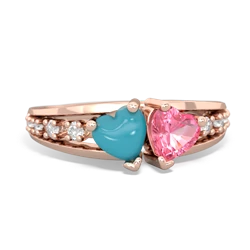 Turquoise Heart To Heart 14K Rose Gold ring R3342