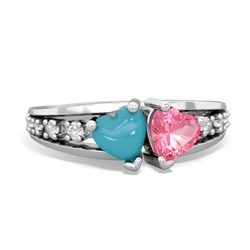 Turquoise Heart To Heart 14K White Gold ring R3342