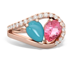 Turquoise Nestled Heart Keepsake 14K Rose Gold ring R5650