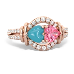 Turquoise Art-Deco Keepsake 14K Rose Gold ring R5630